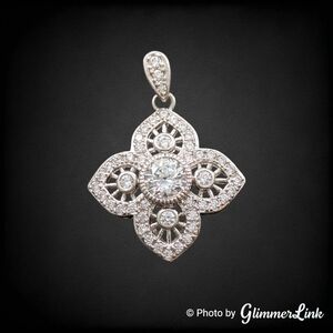 Ross Simons CZ Floral Quatrefoil 925 Sterling Silver Pendant